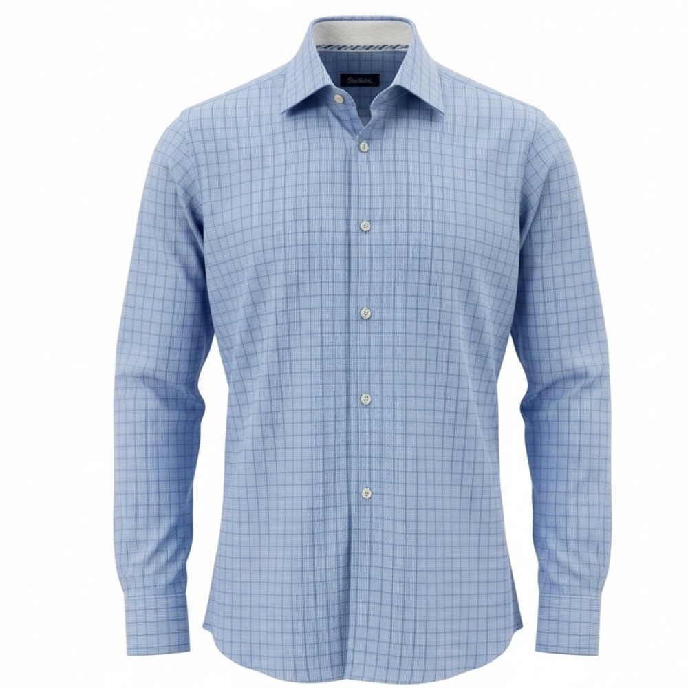 Robert Graham Men's Blue Plaid Shirt Long Sleeve Button Down Size 42 16 1/2